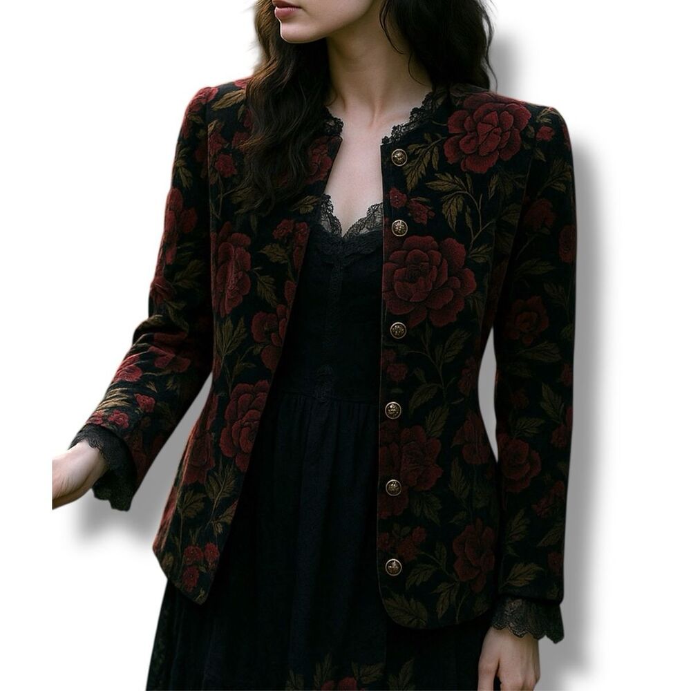 R&K Black and Red Floral Blazer
